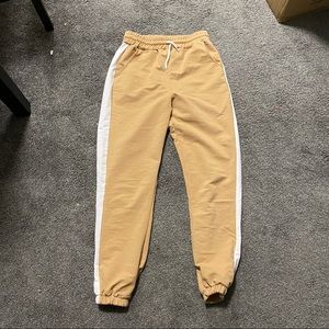 Tan and white Nasty Gal joggers